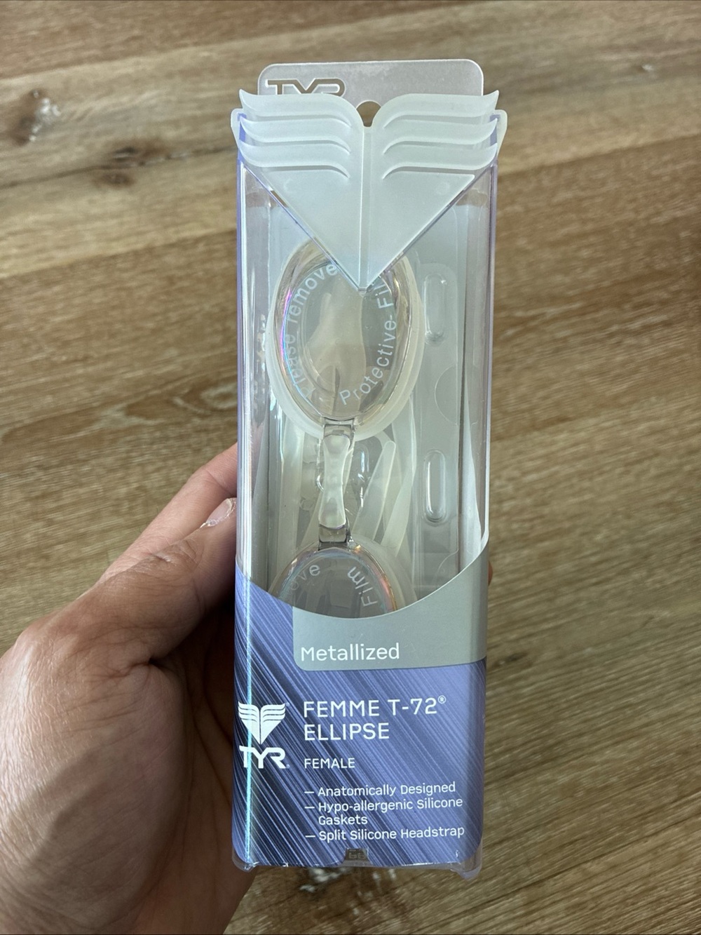 TYR Femme T-72 Ellipse Metallized Swim Goggles Female Anti Fog UV New